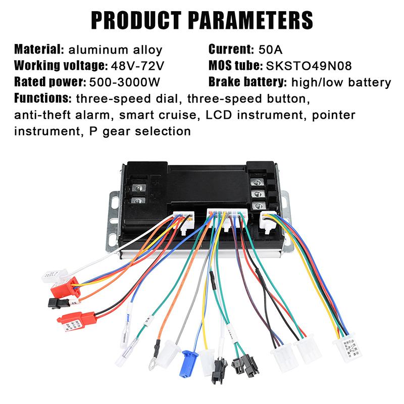 48V 60V 72V 50A Sine Wave Electric Bike Controller Universal Brushless Motor Silent Drive For E-Scooter Motorcycle
