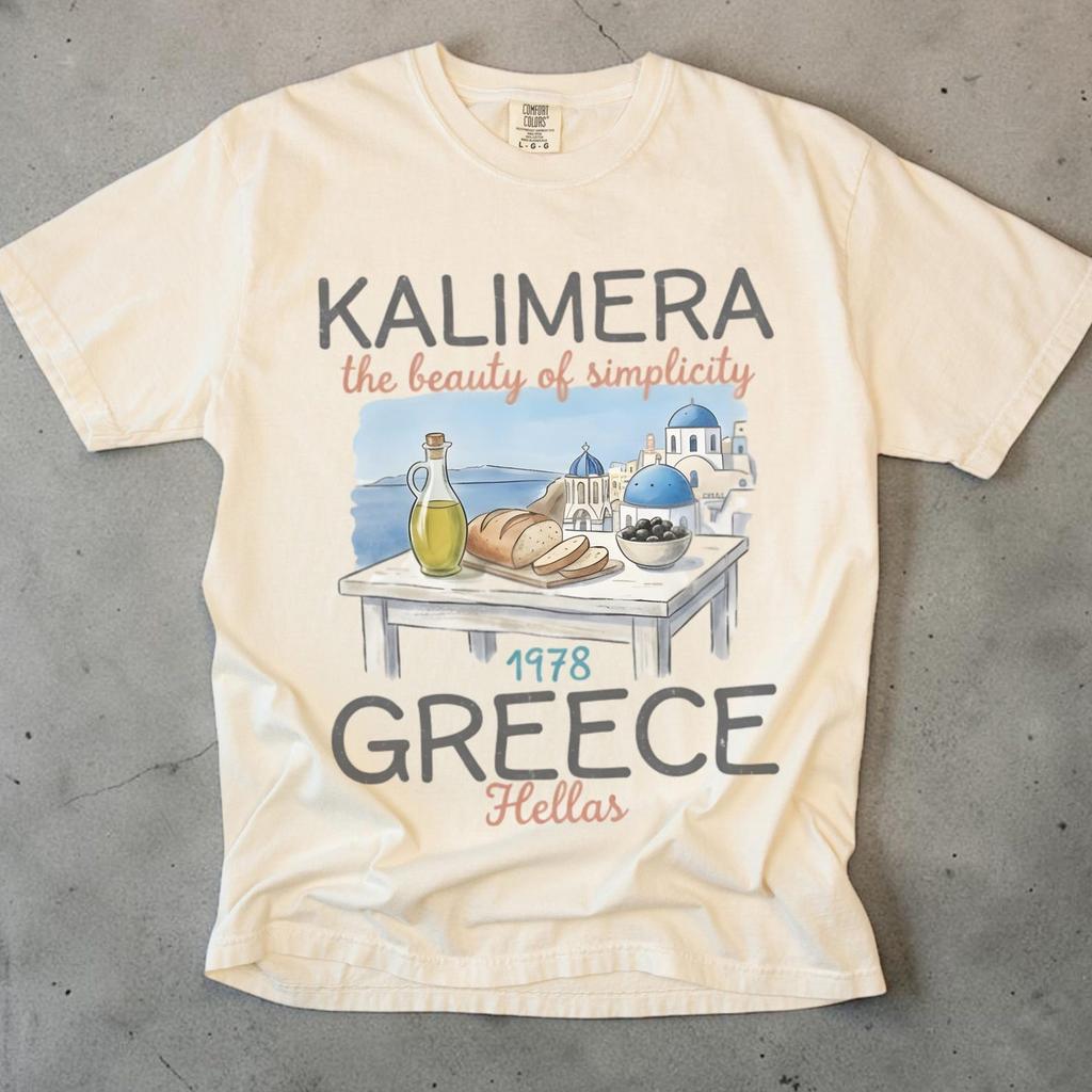Kalimera Greece Shirt, Santorini Shirt Unisex, Comfort Colors Tee, Greek Gift, Greece Travel Shirt, Mediterranean Summer Tee, Greece Lover