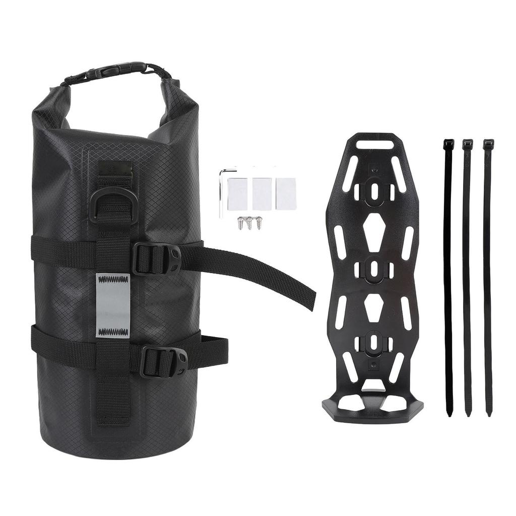 Bicycle Fork Bag Multipurpose Water Proof 5L Capacity Reflective Strips Bike Front Fork Bag with Fixed Holder for Road