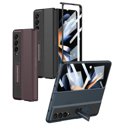 For Samsung Galaxy Z Fold 4 Case Hard Pc Phone Cover With Tempered Glass Screen Protector Bracket For Galaxy Z Fold4