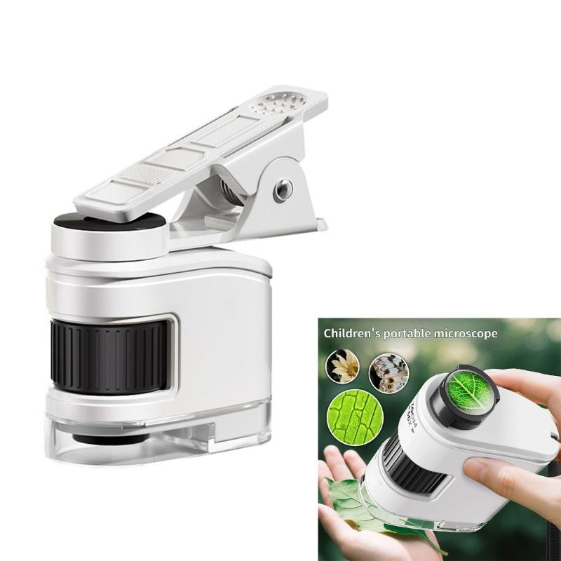Children Educational Microscope Portable Design with 10X 30X 60X Magnification and Phone Clip for Classroom Learning