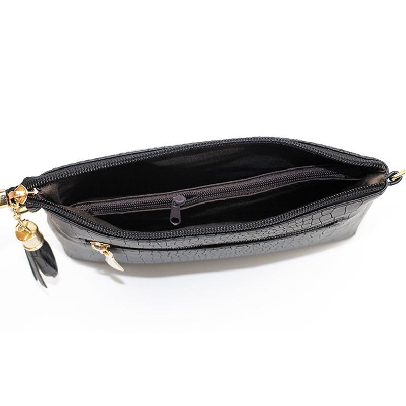 Luxury Tassel Crossbody Bag For Women PU Leather Crocodile Pattern Shoulder Bag New Small Messenger Bag