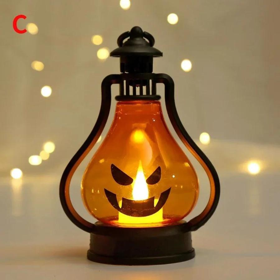 1 Pcs New Portable Halloween LED Lantern Pumpkin Ghost Shape Horror Wind Light Desktop Decoration For Home Bar Festival Use