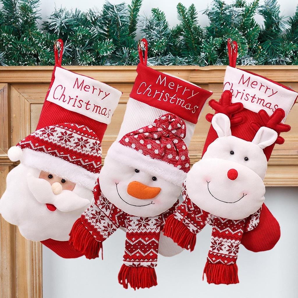 Large Christmas Stockings Holiday Winter Decorations Fireplace Hangable Stockings For Home Restaurant Cafe Wedding Birthday