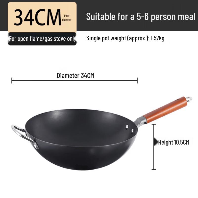 ZISIZ Iron Lady Round Bottom Cast Iron Wok