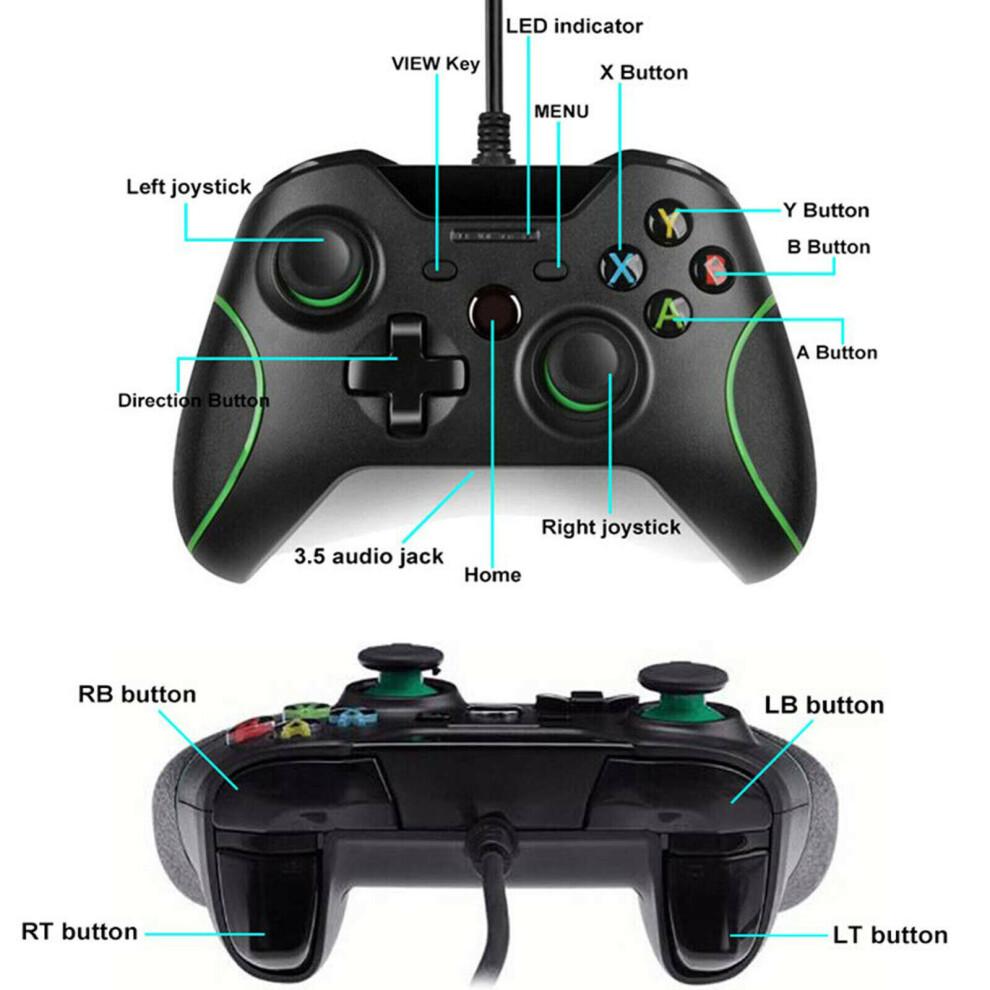 Przewodowy Kontroler Xbox One dla Xbox One/One X/One S i Windows 10 - Gniazdo słuchawkowe 3,5 mm, Podwójna wibracja, Ergonomiczny, Plug-and-Play USB
