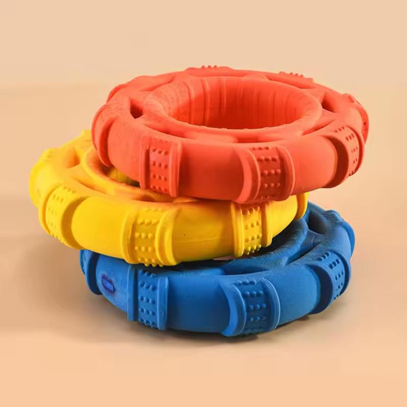 Disco Volador de Anilla de Tracción TPR Duradero Juguete para Perros Ligero Suave Interactivo para Exteriores Entrenamiento Molienda de Dientes Juguete para Masticar Para Perros Medianos Suministro de Juego de Buscar para Mascotas