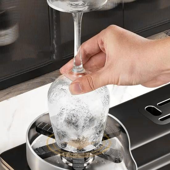 Vysokotlaký oplachovač skla 6 čepelí 9 otvorů Lis na EU zástrčku Automatické čištění Nerezová myčka na poháry Čistič Domácí bar Příslušenství ke kavárně