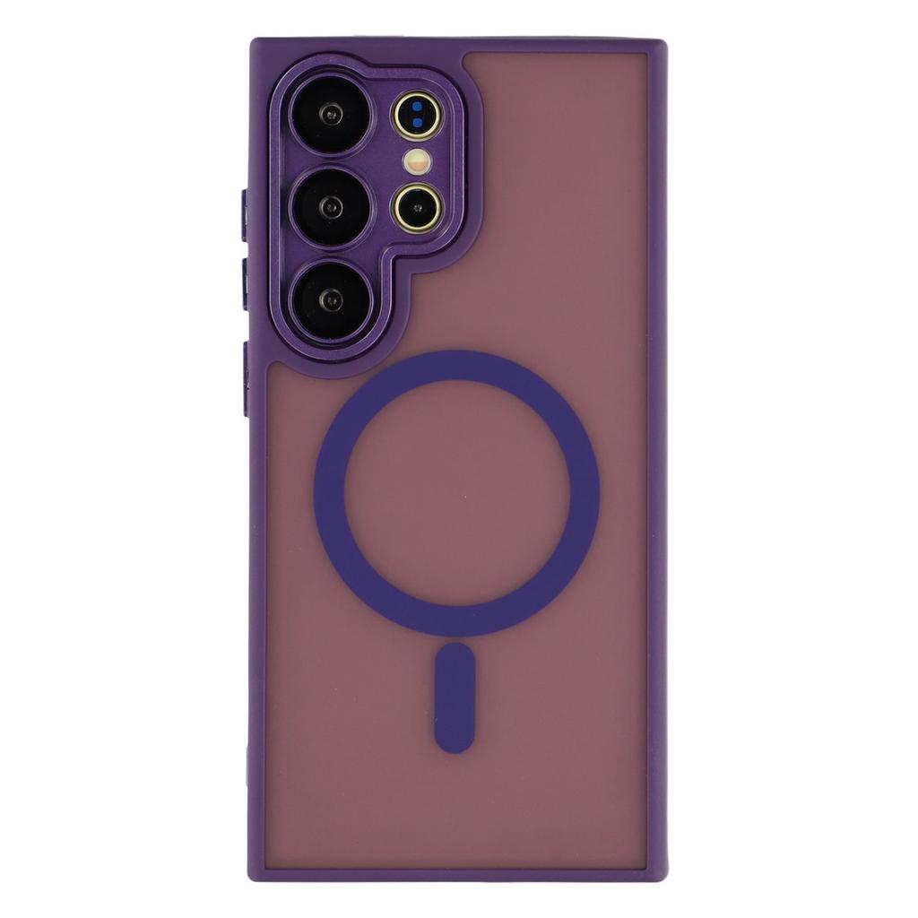 For Samsung Galaxy S23 Ultra Case Compatible with MagSafe PC+TPU Matte Phone Cover with Glass Lens Film