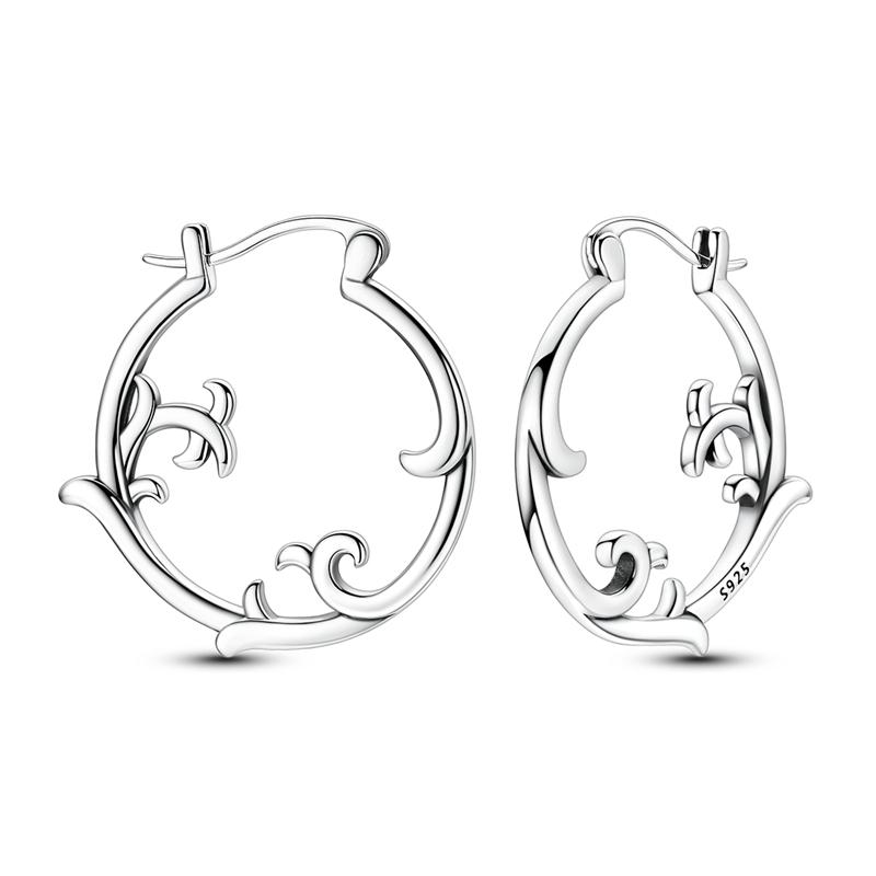 Серьги-кольца из стерлингового серебра 925 пробы, винтажные, ажурные, с растительным орнаментом, бохо, минималистичные, ретро, для повседневного ношения, ювелирный подарок для женщин, девушек