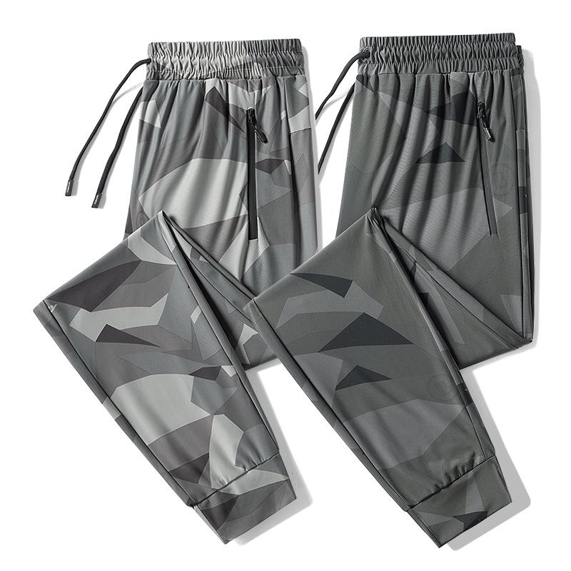 Two Pieces Camouflage Ice Silk Quick Drying Pants for Men's Summer Ultra-thin Loose and Breathable Casual Sports Pants for Men's Outdoor Hiking Pants