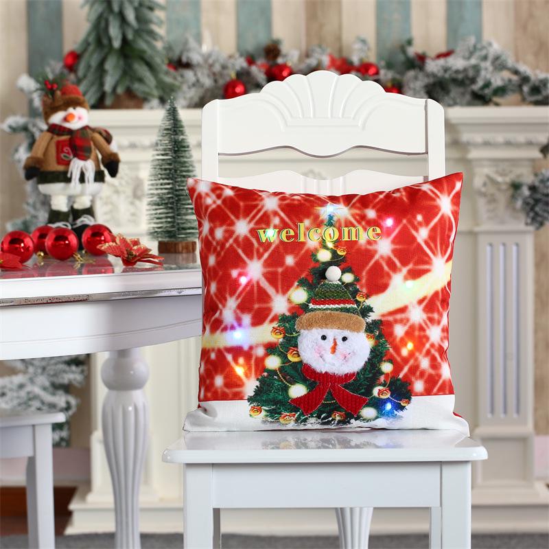 Creative Glowing Christmas Pillowcase with Snowman and Deer Design - Festive Home Décor Gift