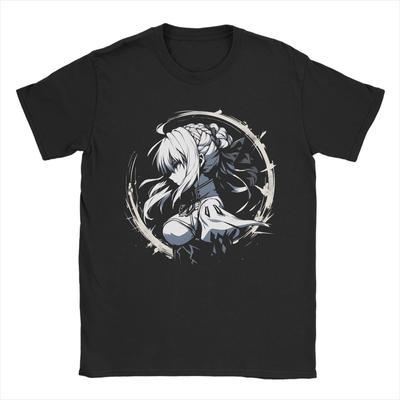 Saber Arthur Pendragon Fate Stay Night  Tshirts Men Cotton Tops Novelty  Round Neck Short Sleeve