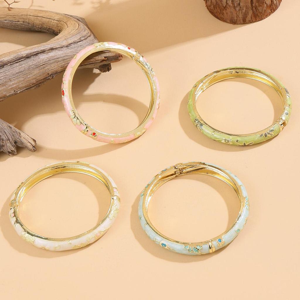 Bracciale Vintage FTCY da Donna Piccolo Fiore Stile Etnico Smalti Cloisonné Braccialetti Gioielli Eleganti da Donna Regali
