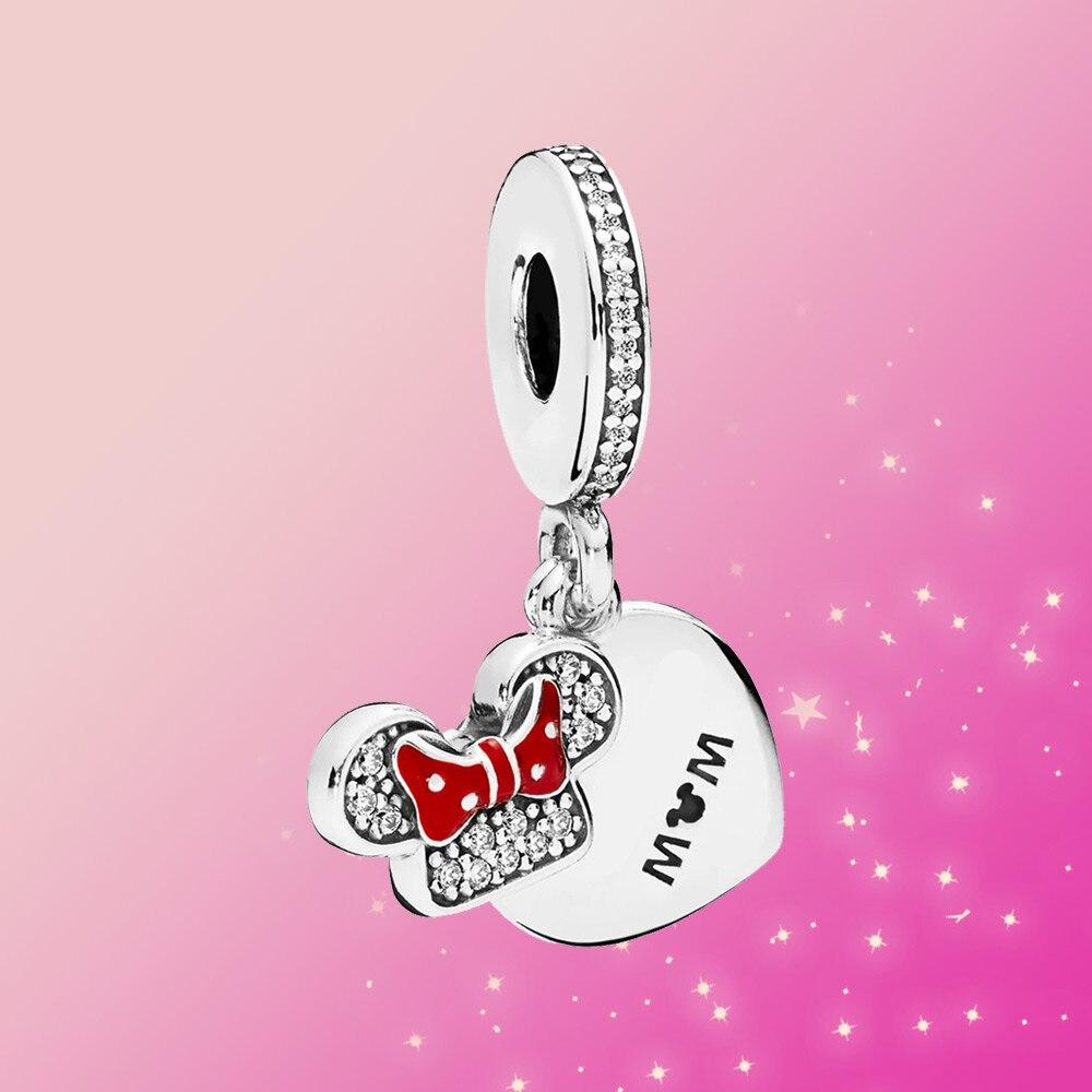 

Стерлингового серебра 925 пробы, очаровательный бант в виде мыши, подвеска для мамы, подвеска, ювелирное изделие, подходит оригинальное модное ожерелье для женщин, ювелирное изделие, подарок