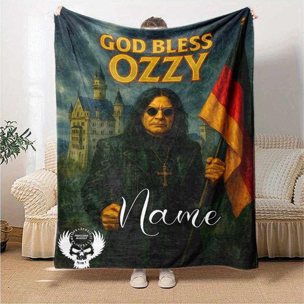 Ozzy Osbourne German Flag Castle Four Seasons Blanket Customized With Your Name Lightweight And Warm Perfect Gift For Home Office Camping Sofa Travel
