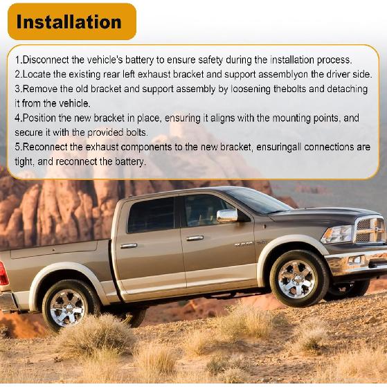 Exhaust Bracket Fit for 2019-2024 Ram 1500 5.7L 6.2L, Replace 68275662AB Muffler Hanger Assembly Rear Left Driver Side (Left Driver Side)