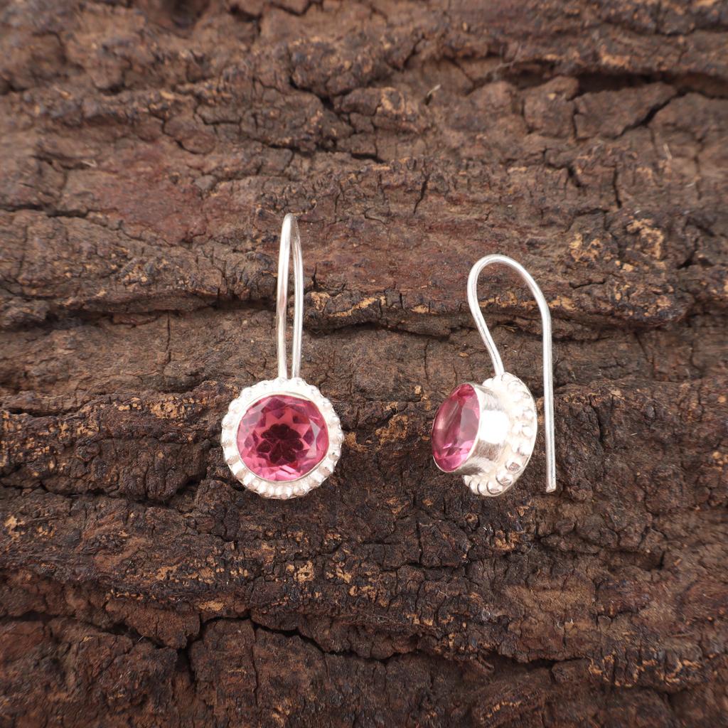 Pink Tourmaline 925 Solid Sterling Silver Earring, Handmade Gemstone Jewelry Earring, For Memorial Day