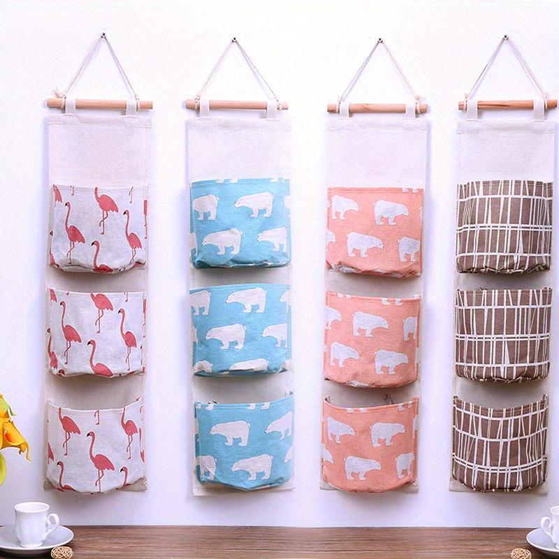1pcs Decorative Hanging Storage Bag With 3 Pockets, Over The Door Hanging Bag, Wall Mounted Storage Bag Behind The Door,