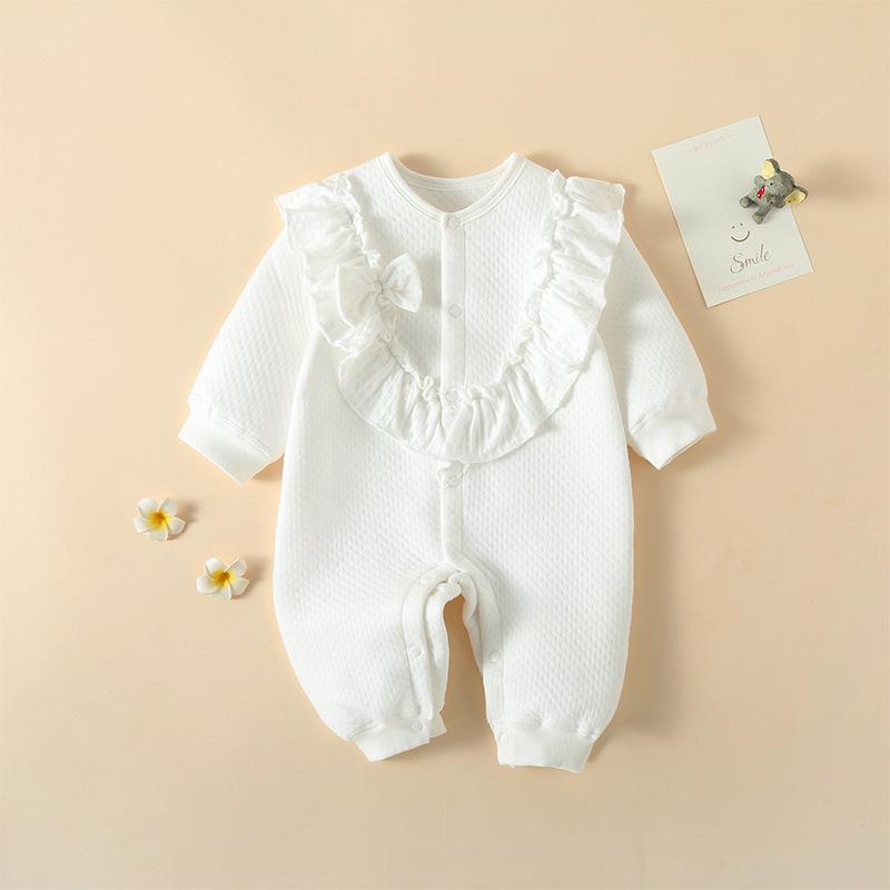 Charming Baby Girl Romper with Bow - Newborn Princess Crawling Outfit
