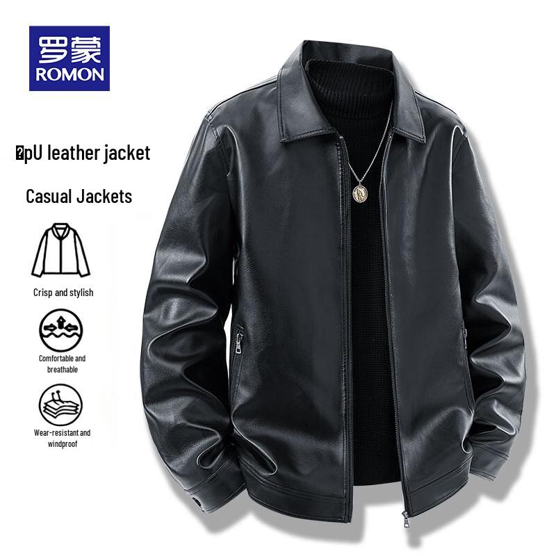 ROMON Men's Premium PU Leather Commuter Jacket