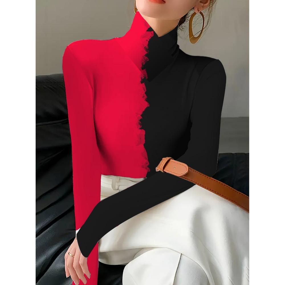 Women's Cheongsam Collar Long-sleeved T-shirt, Suitable for Women, Regular Version, Spring and Autumn Series