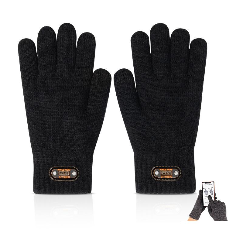 Winter Gloves for Men Touch Screen Cycling Windproof Wool Knit Thick Fleece Office Student Warm Business Game Elastic Soft Glove