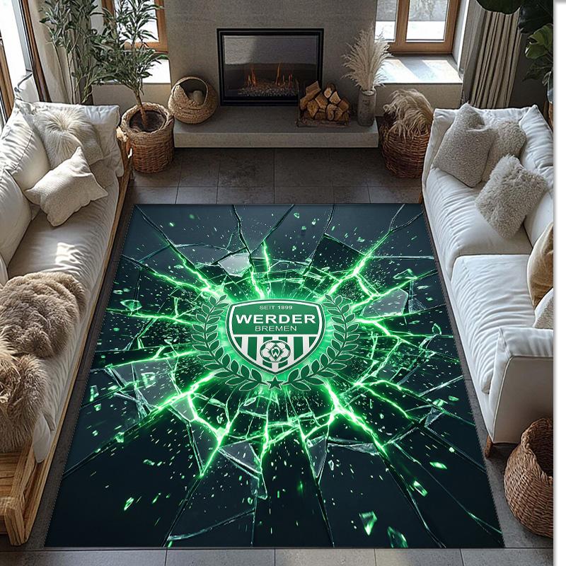 Tappeto in Velluto di Cristallo con Stampa Calcio Werder Bremen, Comodo Assorbente d'Acqua Antiscivolo Tappeto per Pavimenti Interni