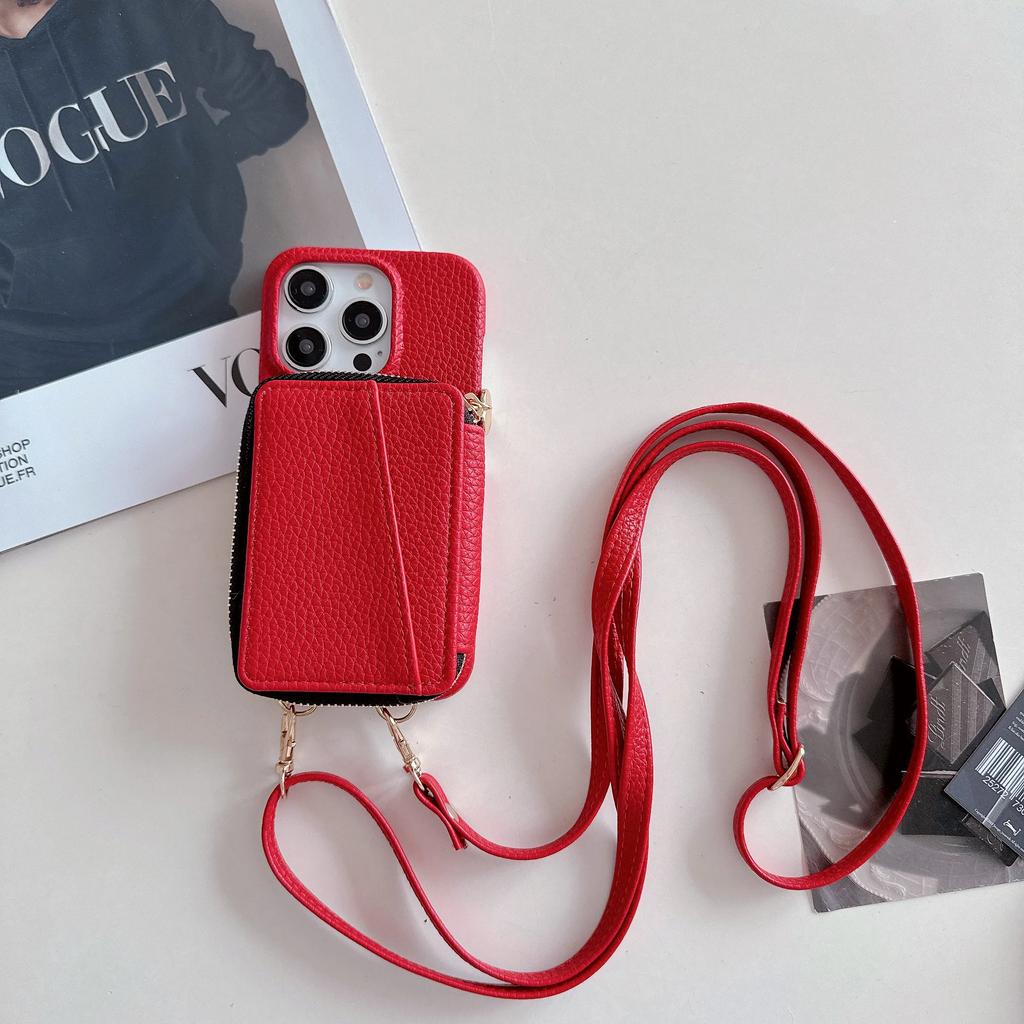 Leather Crossbody Wallet with Card Holder Phone Case for IPhone 15 14 Plus 13 Mini 12 11 Pro Max 7 SE Shell Shockproof Cover