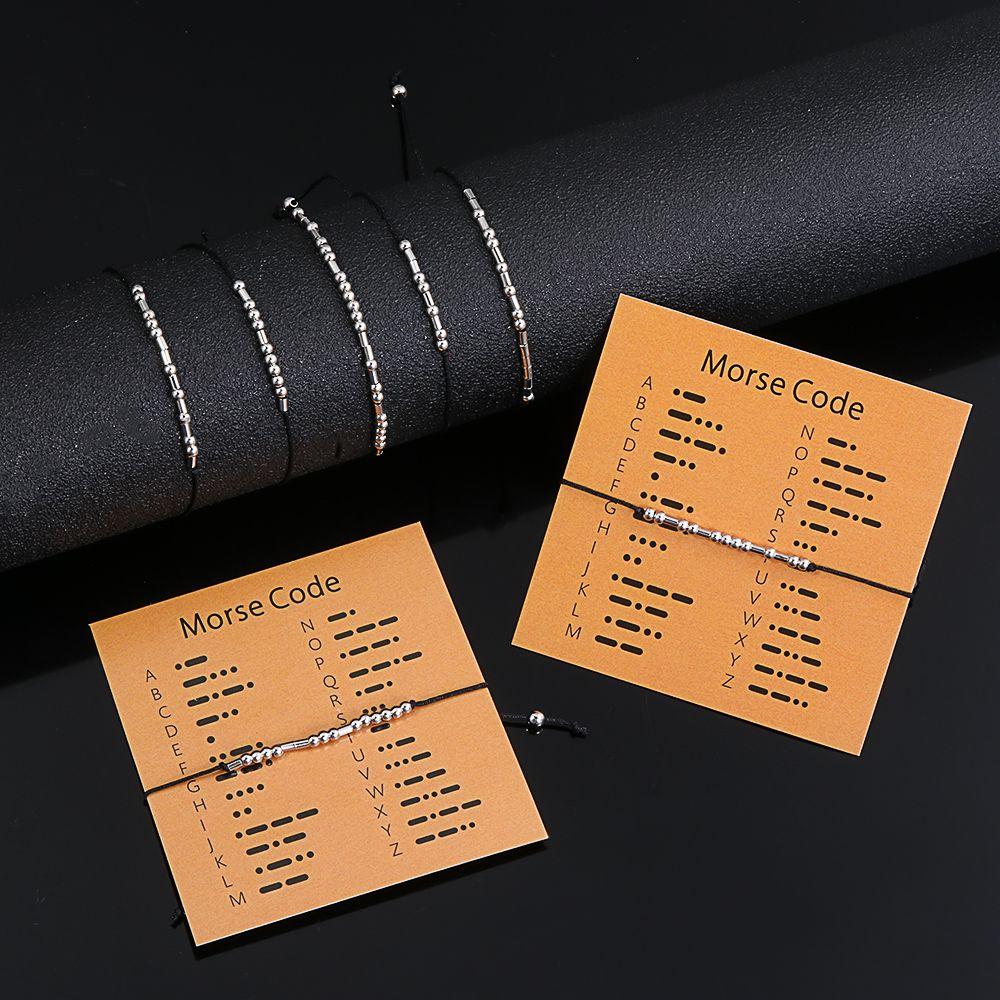 Gifts Beads Chain Silver Morse Code Bracelet Friendship Cuff Bangle Fuck Off I LOVE YOU BFF Ohana