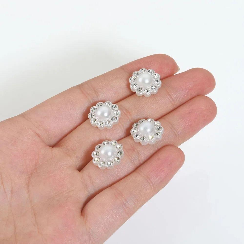 50pcs/lot DIY Supplies Pearl Buttons 12/14mm Flower Shaped Buttons New Embellishments Buttons