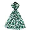 French light and mature style retro printing lapel dress women's summer sleeveless waist and thin pendulum temperament long dress