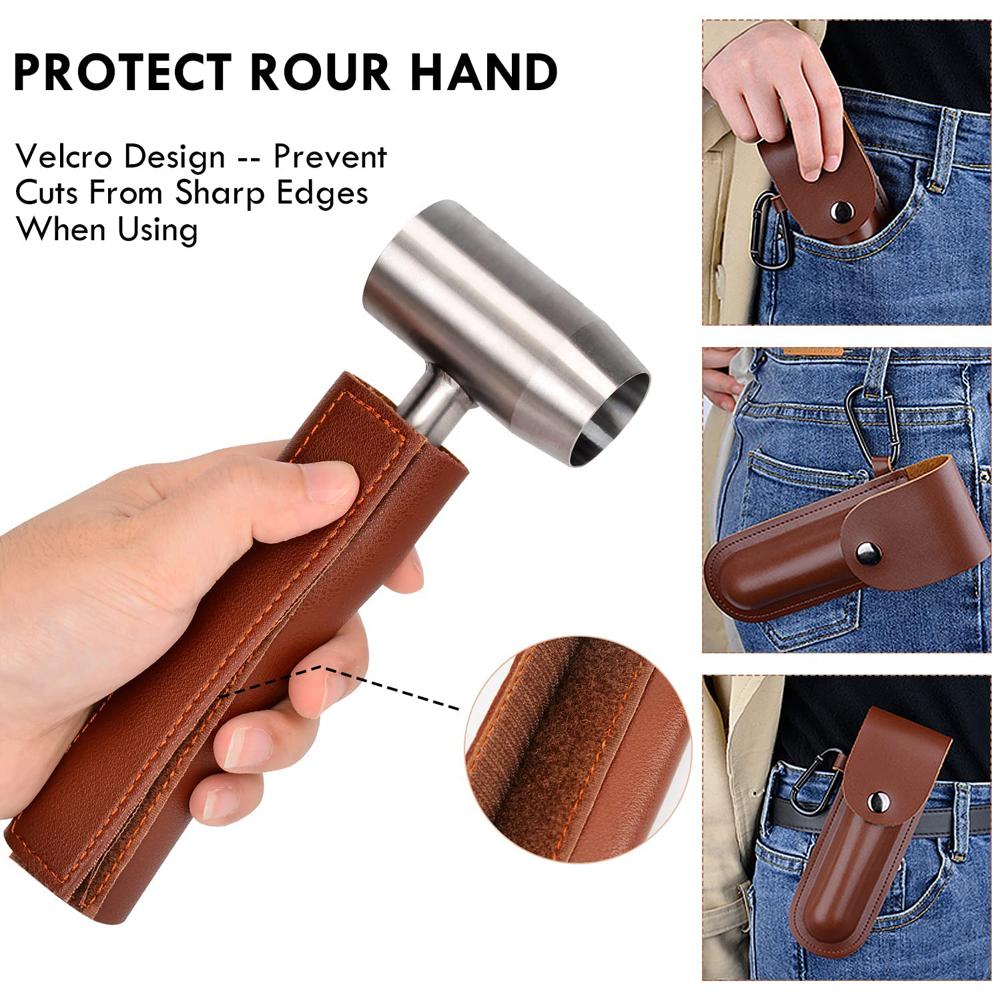 Bushcraft Ausrüstung Survival Handbohrer Schraubenschlüssel Kohlenstoffstahl mit Lederetui Handbohrer Schraubenschlüssel Tragbar für einfaches Bohren von Holz