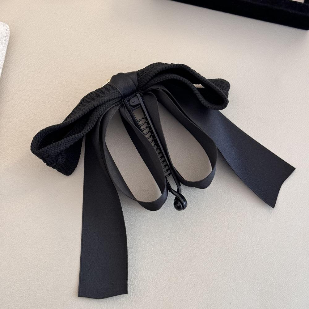 Large Size Bowknot Ribbon Hair Clip Fabric Hairpin Creative Vertical Clip  Female