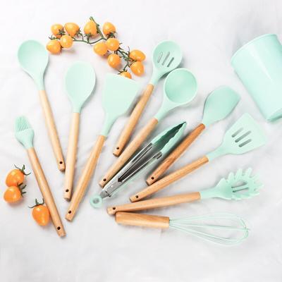 Silikon Küchenutensilien Antihaft-Kochgeschirr Kochwerkzeug Spatel Schöpfkelle Schneebesen Schaufel Löffel Suppe Küche Kochgeschirr Utensilien Set