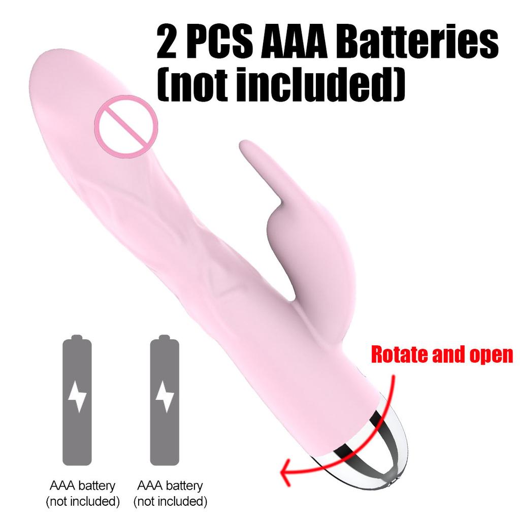 Silicone Rabbit Vibrator for Women 10 Modes Battery Powered G-Spot Clit Stimulator Thrusting Dual Motor Waterproof Sex Toy
