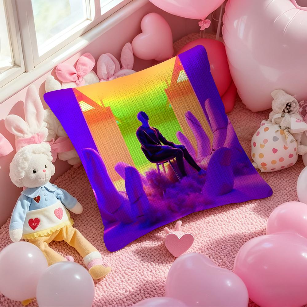 Cyberpunk Gradient Tone Pillow Case Antidustmite Pillowcase Invisible Zipper Silky Short Plush Sofa Cushion Cover