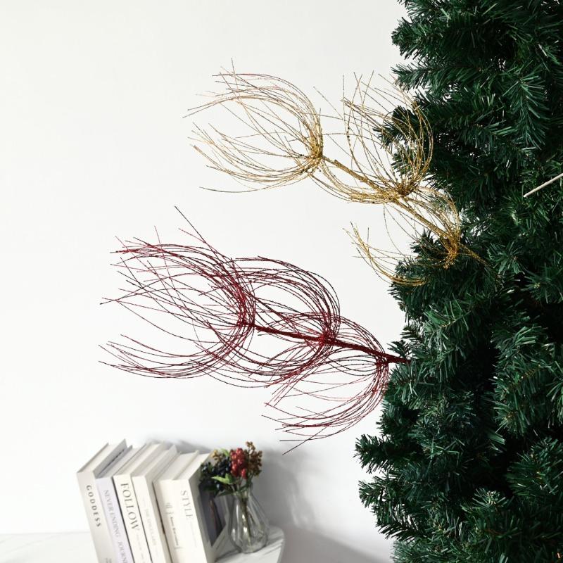 Gold Dust Christmas Sequins Dragon Willow Branch Christmas Cuttings Decorative Christmas Fireworks Cuttings Design Christmas Tree Pendant