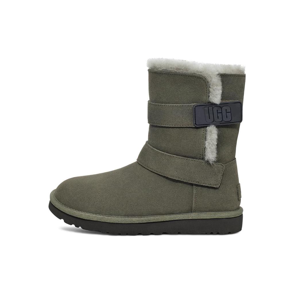 UGG Lässige geprägte Riemen Mid-Calf Schneestiefel Damenstiefel Waldgrün 1137074-FRSN