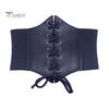 Women Corset Elastic Waistband Lace-up Wide Belt Solid Color Imitation Leather Outfits Dresses Tops Waist Cincher