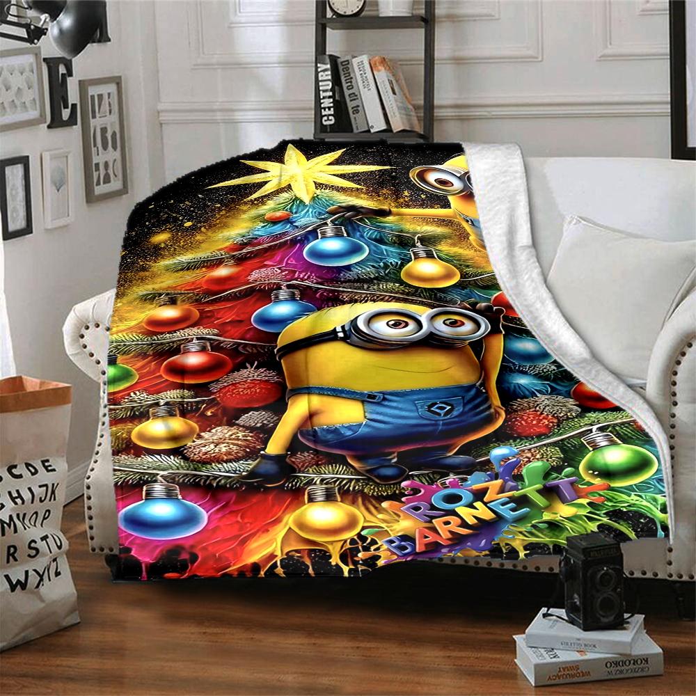 1Pc Christmas Minions Costumes Blanket Soft And Comfortable Casual Warm Camping Travel Christmas Halloween Gift M91756