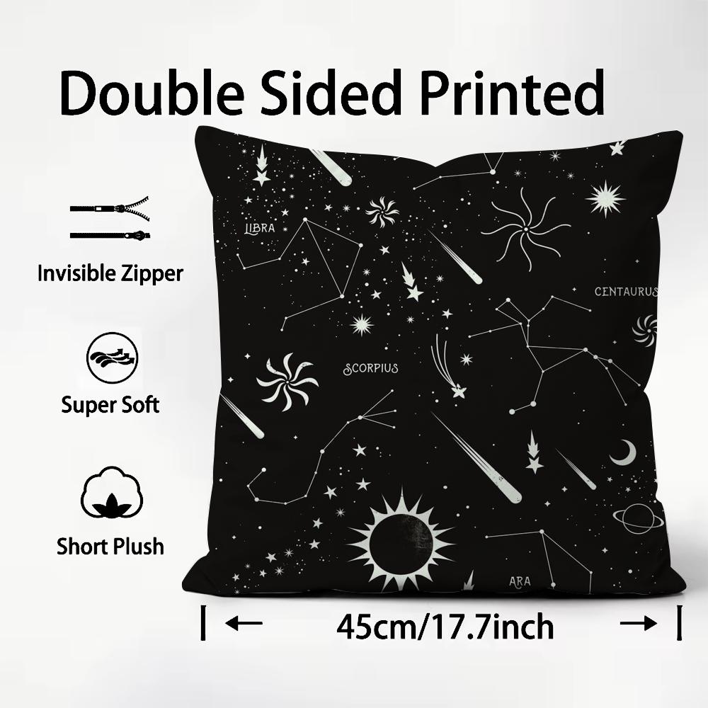 Constellation Pattern Cushion Cover Soft & Easy-Wash Pillow Case – Versatile For Couch, Bed, Travel And Office
