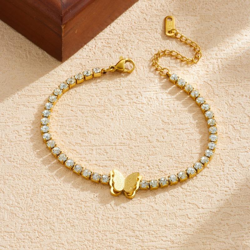 Gold Butterfly Zircon Tennis Bracelet For Women Dainty Jewelry