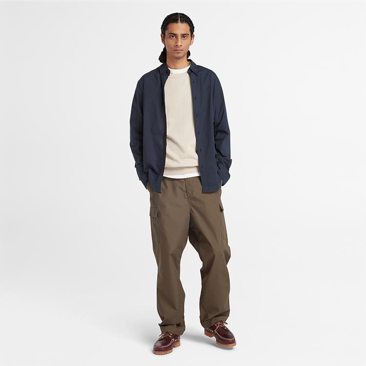 Timberland Outdoor Casual Business Long Sleeve Shirt Men Shirts Deep-Sapphire-Blue A2ANC-433