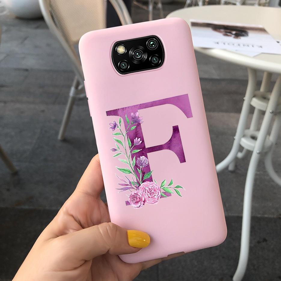 For Xiaomi Poco X3 NFC Case Soft Silicone TPU Cute Letter Back Cover For Xiaomi Poco X3 Pro Bumper PoxoX3 NFC Phone Cases 6.67''