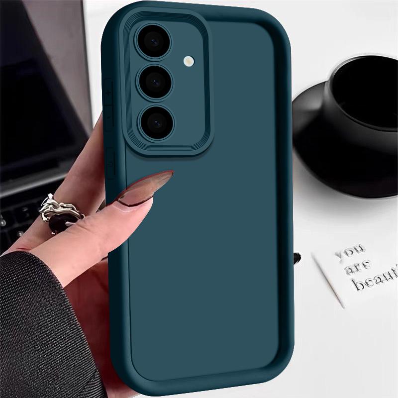 For Samsung S25 S24 S22 Ultra Plus S23 S21 S20 Fe A55 A54 A53 A52 A35 A34 A15 A14 5G Candy Solid Color Shockproof Lens Protection Silicone Soft Case
