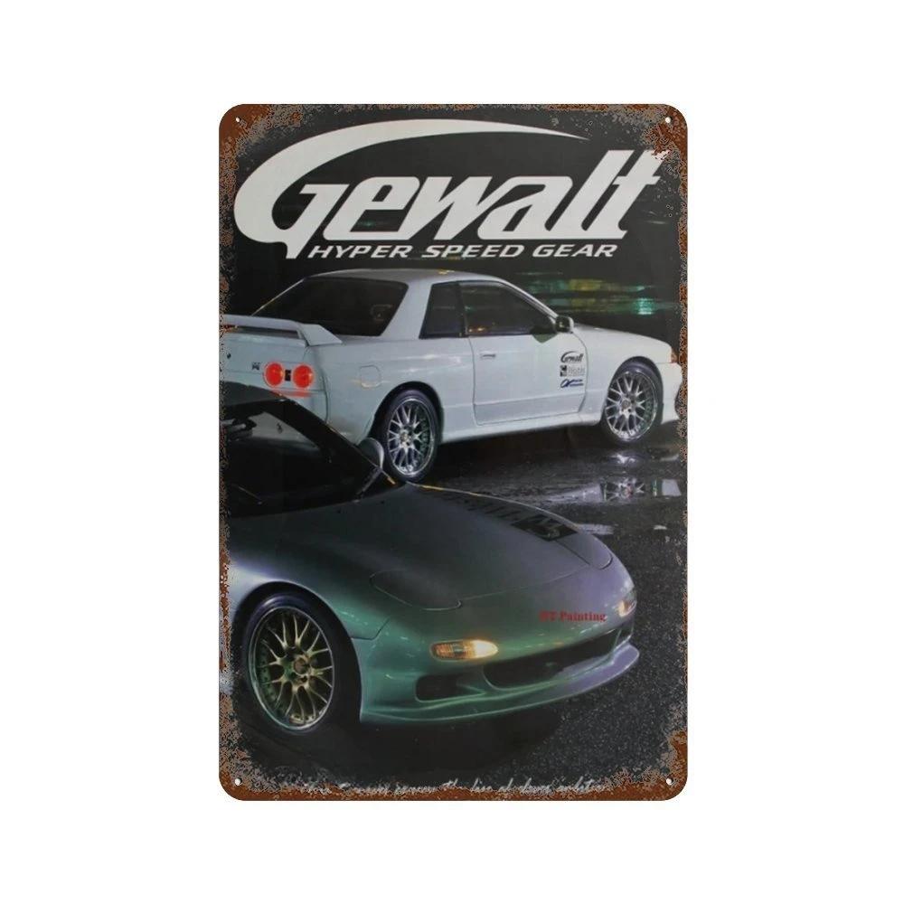 Vintage 80er Japanische Autos GTR JDM Racing Metall Blechschild Retro Plakette für Garage Club Man Cave Bar Pub Hotel Café Wanddeko