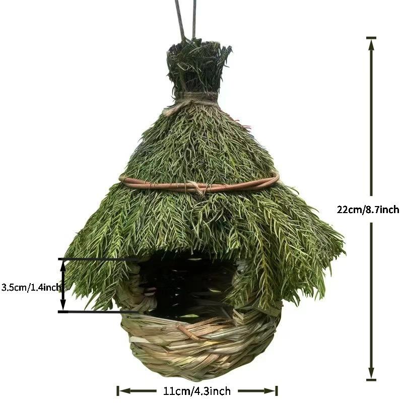 Hand‑woven Straw Bird Nests Natural Handmade Hanging Birdhouse Drop‑shipping Garden Yard Ornament Nest for Small Wild Birds