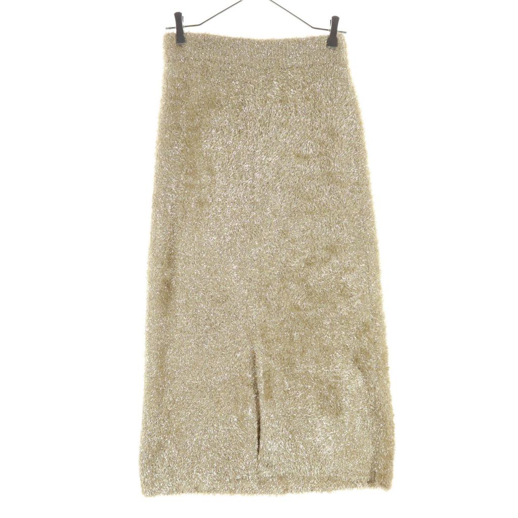 Unused Mila Owen Knit Long Skirt Beige Glitter 09WNS235166 Women Used