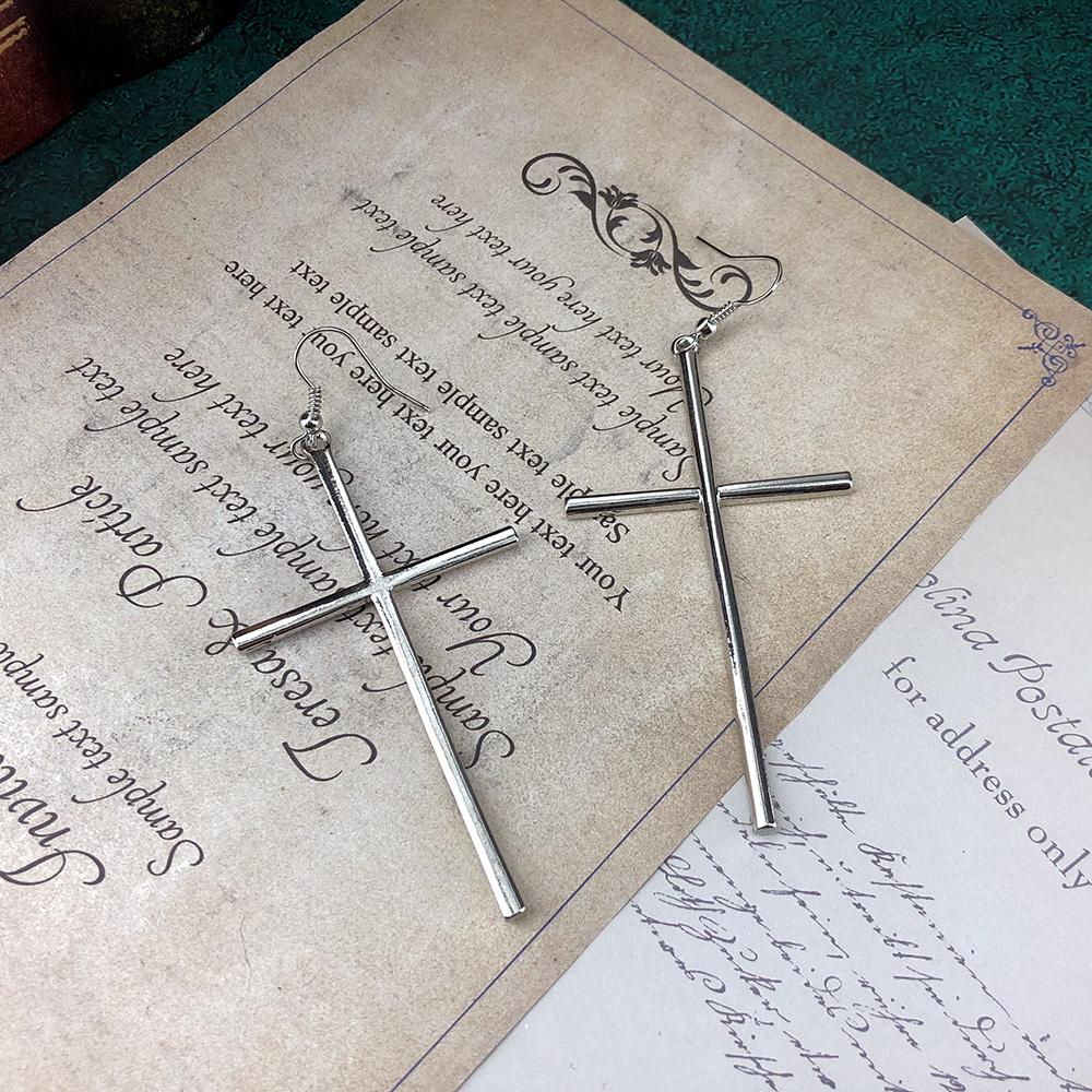 Cross Earrings For Women New Gothic Long Dangle Earring Punk Goth Black Color Fashion Zircon Accessories Wholesale Dropshipping